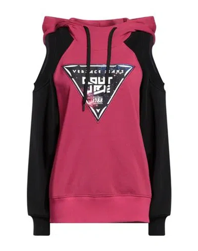 Versace Jeans Couture Woman Sweatshirt Garnet Size S Cotton, Elastane, Polyester In Red