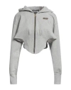 Versace Jeans Couture Woman Sweatshirt Light Grey Size L Cotton, Metallic Polyester, Polyamide, Elas In Grey