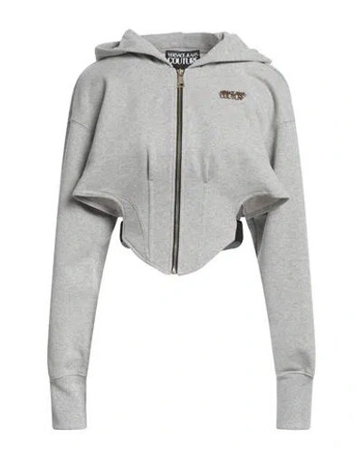 Versace Jeans Couture Woman Sweatshirt Light Grey Size L Cotton, Metallic Polyester, Polyamide, Elas