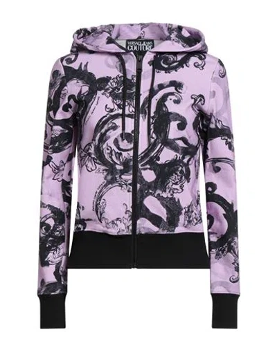 Versace Jeans Couture Woman Sweatshirt Lilac Size M Cotton, Elastane In Purple