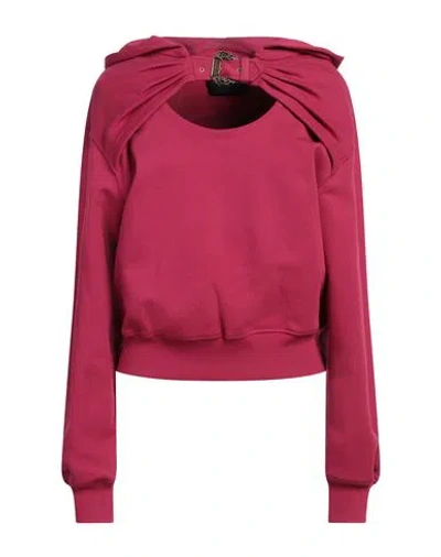 Versace Jeans Couture Woman Sweatshirt Magenta Size L Cotton, Elastane
