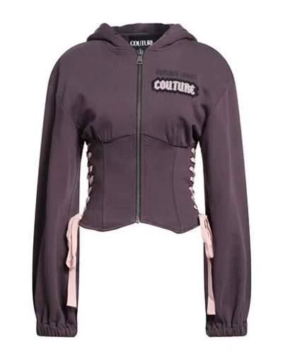 Versace Jeans Couture Woman Sweatshirt Plum Size 6 Cotton In Purple