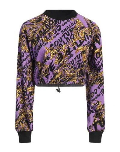 Versace Jeans Couture Woman Sweatshirt Purple Size L Cotton, Elastane