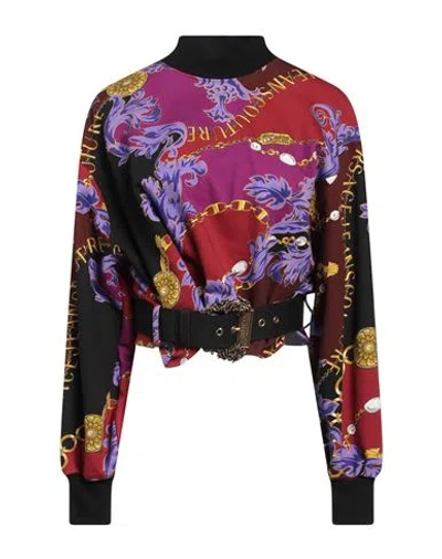 Versace Jeans Couture Woman Sweatshirt Purple Size L Cotton, Elastane In Multi