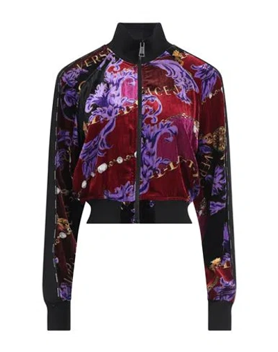 Versace Jeans Couture Woman Sweatshirt Purple Size M Viscose, Polyamide, Cotton, Elastane