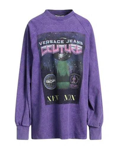 Versace Jeans Couture Woman Sweatshirt Purple Size S Cotton