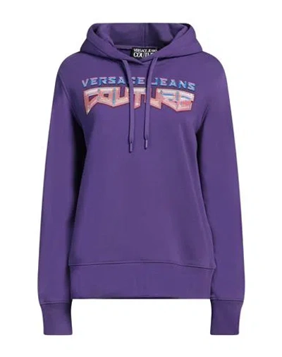 Versace Jeans Couture Woman Sweatshirt Purple Size S Cotton, Elastane