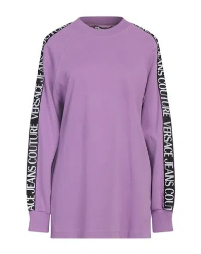 Versace Jeans Couture Woman Sweatshirt Purple Size Xxs Cotton, Elastane
