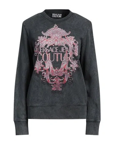 Versace Jeans Couture Woman Sweatshirt Charcoal Size S Cotton, Elastane In Grey