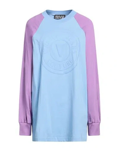 Versace Jeans Couture Woman T-shirt Azure Size S Cotton In Blue