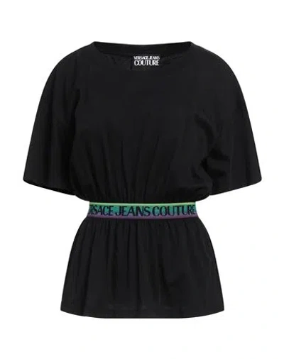 Versace Jeans Couture Woman T-shirt Black Size 4 Cotton, Elastane, Viscose