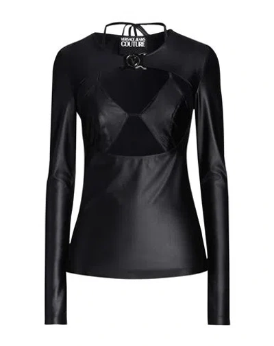 VERSACE JEANS COUTURE VERSACE JEANS COUTURE WOMAN TOP BLACK SIZE 10 POLYAMIDE, ELASTANE