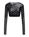 Versace Jeans Couture All-over Print Black Top In Black