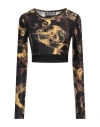 Versace Jeans Couture Woman T-shirt Black Size 2 Polyester, Elastane