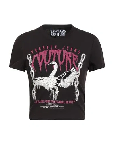 Versace Jeans Couture Woman T-shirt Black Size L Cotton, Elastane