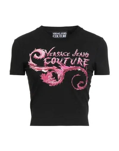 Versace Jeans Couture Woman T-shirt Black Size L Cotton, Elastane