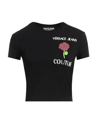 Versace Jeans Couture Woman T-shirt Black Size L Cotton, Elastane