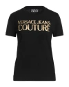 Versace Jeans Couture Ribbed Collar Crew-neck T-shirt In Cotton In Black