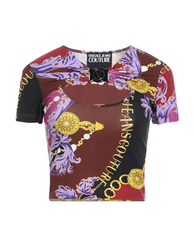 Versace Jeans Couture Woman T-shirt Black Size S Cotton, Elastane In Multi