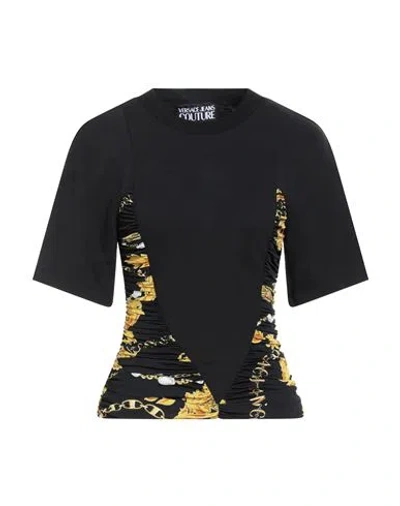 Versace Jeans Couture Woman T-shirt Black Size S Viscose, Elastane, Cotton