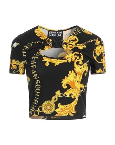 Versace Jeans Couture Woman T-shirt Black Size S Cotton, Elastane