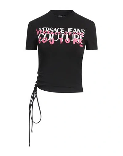 Versace Jeans Couture Woman T-shirt Black Size Xxs Cotton, Elastane