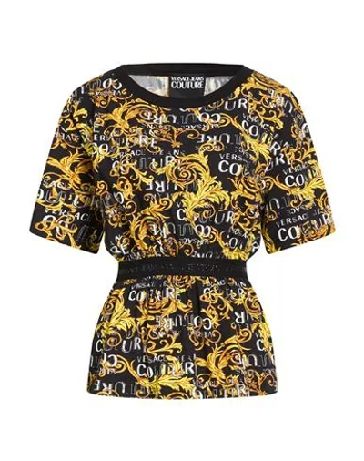 Versace Jeans Couture Woman T-shirt Black Size Xs Cotton, Elastane In Multi