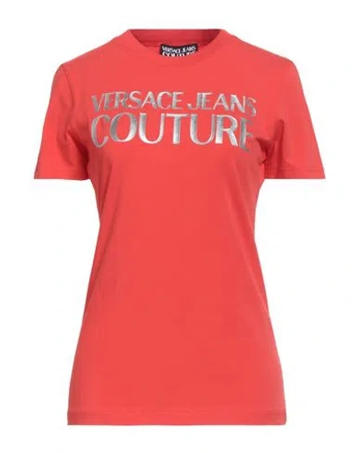 Versace Jeans Couture Woman T-shirt Coral Size L Cotton