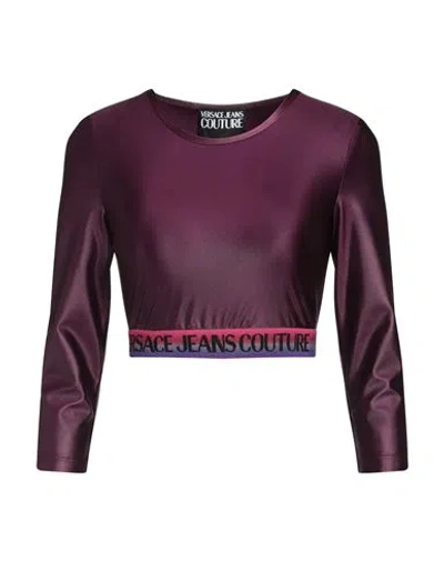 Versace Jeans Couture Woman T-shirt Plum Size 8 Polyamide, Elastane In Purple