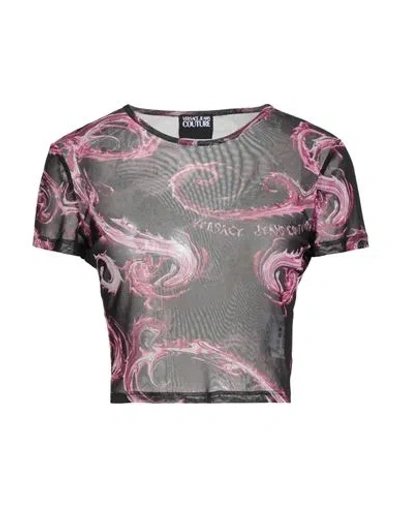 Versace Jeans Couture Woman T-shirt Fuchsia Size L Polyester, Elastane In Black