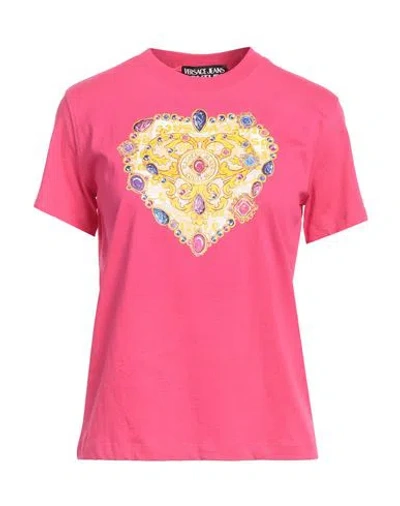 Versace Jeans Couture Woman T-shirt Fuchsia Size M Cotton In Pink