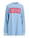 Versace Jeans Couture Woman T-shirt Light Blue Size S Cotton In Blue