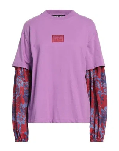 Versace Jeans Couture Woman T-shirt Mauve Size S Polyester, Cotton In Purple