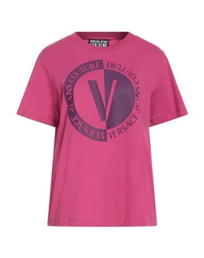 Versace Jeans Couture Woman T-shirt Magenta Size Xl Cotton In Pink