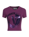 Versace Jeans Couture Logo-print Cropped T-shirt In Purple