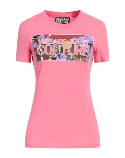 Versace Jeans Couture Woman T-shirt Pink Size S Cotton, Elastane