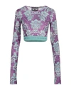 Versace Jeans Couture Woman T-shirt Purple Size 4 Polyester, Elastane In Purple