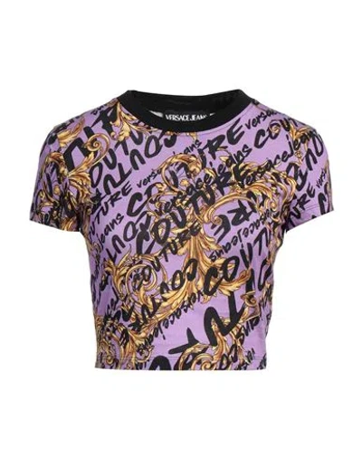 Versace Jeans Couture Woman T-shirt Purple Size L Cotton