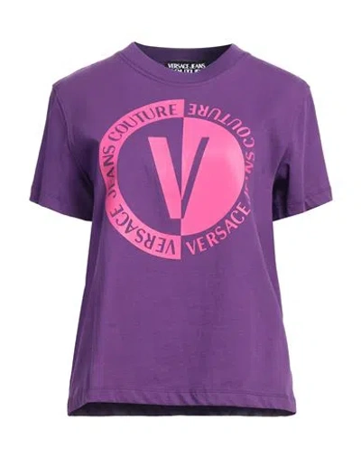 Versace Jeans Couture Woman T-shirt Purple Size Xl Cotton