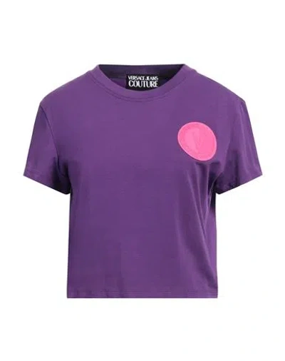 Versace Jeans Couture Woman T-shirt Purple Size Xl Cotton, Elastane