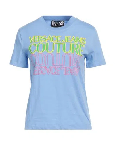 Versace Jeans Couture Woman T-shirt Sky Blue Size S Cotton