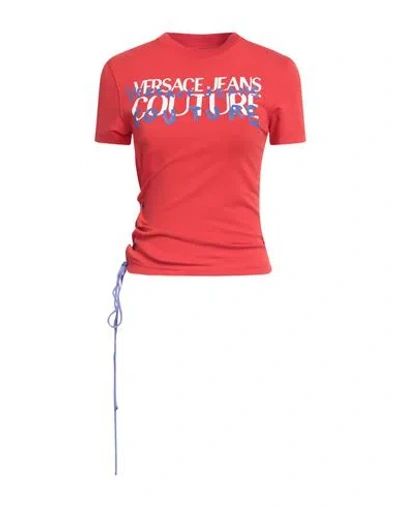 Versace Jeans Couture Woman T-shirt Tomato Red Size S Cotton, Elastane
