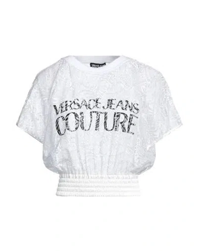 Versace Jeans Couture Woman T-shirt White Size 4 Polyamide, Polyester, Elastane