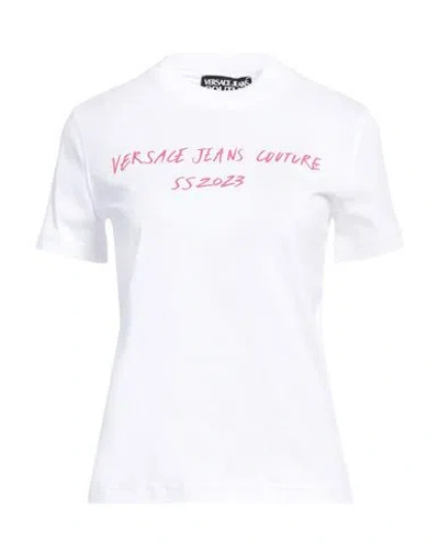 Versace Jeans Couture Woman T-shirt White Size L Cotton In White