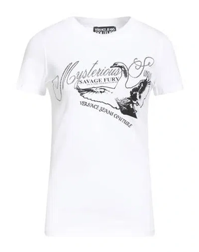 Versace Jeans Couture Woman T-shirt White Size L Cotton, Elastane