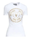 Versace Jeans Couture Woman T-shirt White Size L Cotton, Elastane In White