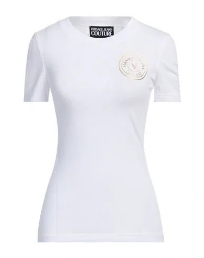 Versace Jeans Couture Woman T-shirt White Size Xxxs Cotton, Elastane