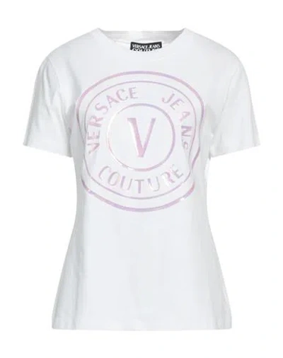 Versace Jeans Couture Woman T-shirt White Size S Cotton, Elastane