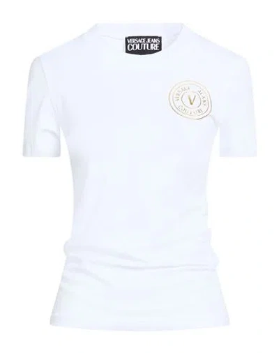Versace Jeans Couture Woman T-shirt White Size S Cotton, Elastane