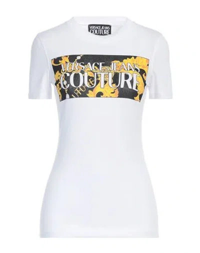 Versace Jeans Couture Woman T-shirt White Size Xxs Cotton, Elastane